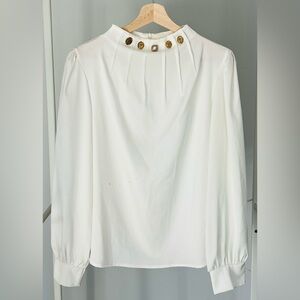 Elegant White Blouse with Gold Accents